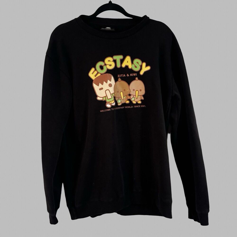 Vintage Y2K ECSTASY BFF Sweater Zita & Kiwi Taiwanese Rave Club 2XL 2001